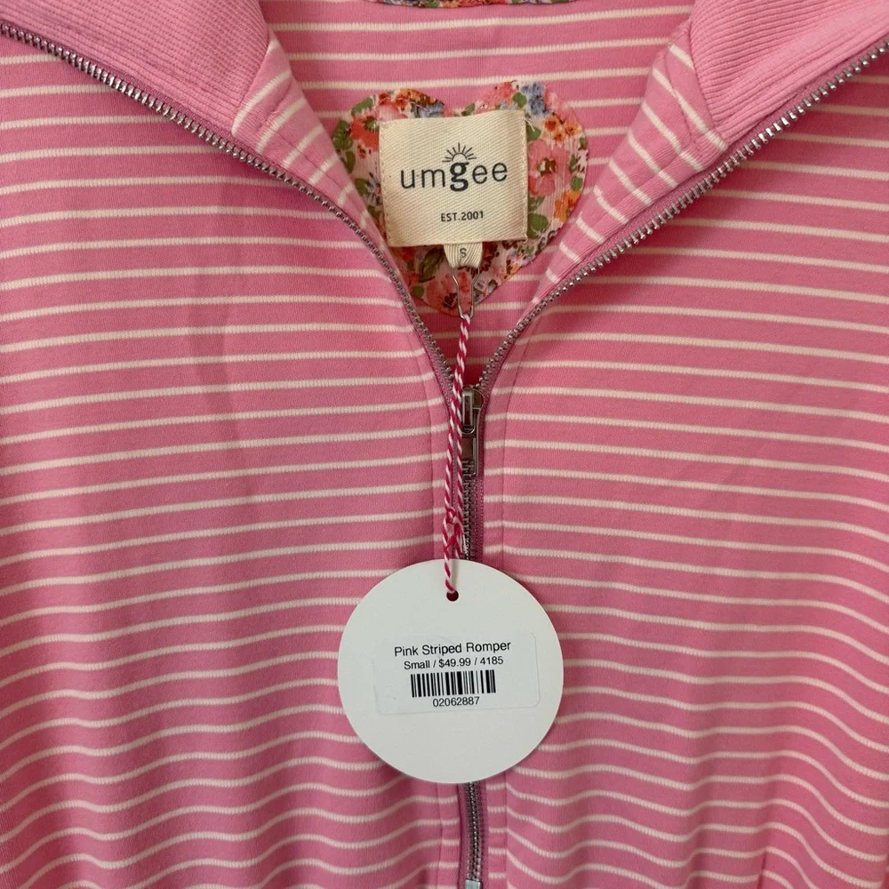 Women’s Pink Striped Romper - Picture 3 of 4
